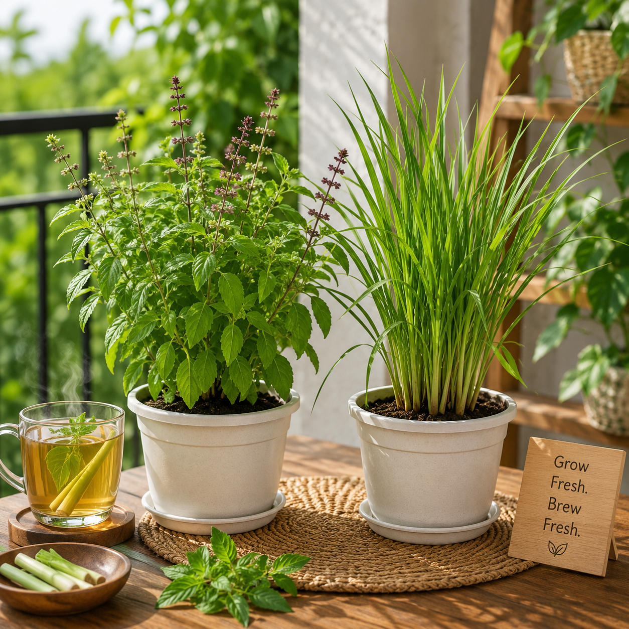 Herbal Kadha Plant Combo – Tulsi & Lemongrass Live Plants (Pack of 2)